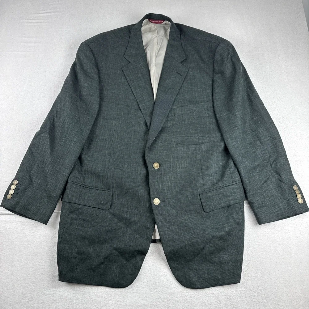VTG Samuelsohn Loro Piana Mens Green Sport Coat Sz 46R Business Office
